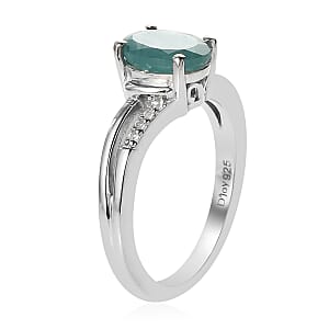 Premium Grandidierite and White Zircon Split Shank Ring in Platinum Over Sterling Silver (Size 9.0) 1.25 ctw