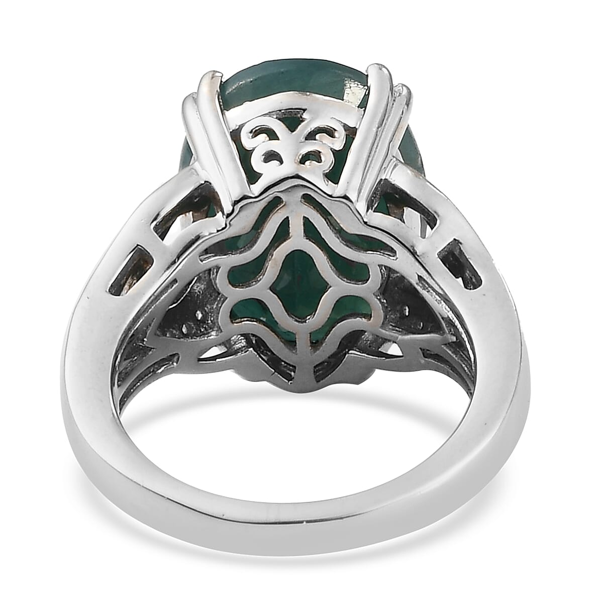 AAA Grandidierite, Natural Champagne and White Diamond 9.65 ctw Ring in Platinum Over Sterling Silver (Size 6.0)