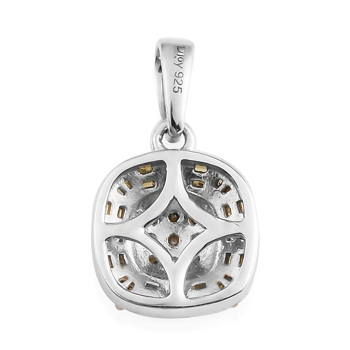 Yellow Diamond Cluster Pendant in Rhodium and Platinum Over Sterling Silver 0.33 ctw image number 3