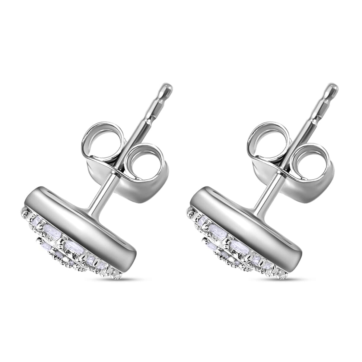 DOORBUSTER Diamond Cluster Stud Earrings in Platinum Over Sterling Silver 0.33 ctw image number 3