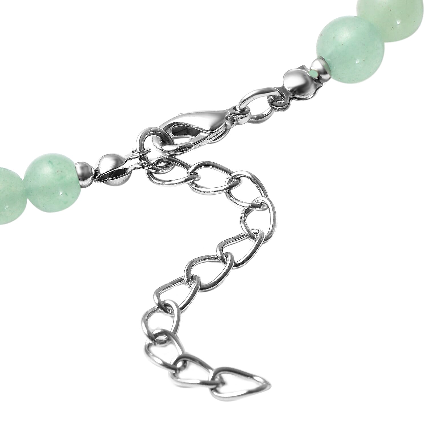 Green Aventurine Beaded Layered Necklace 18-20 Inches in Silvertone 208.50 ctw