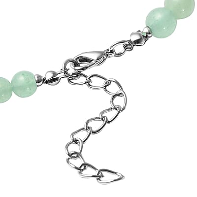 Green Aventurine Beaded Layered Necklace 18-20 Inches in Silvertone 208.50 ctw