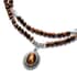 Yellow Tiger's Eye Beaded Layered Necklace 18-20 Inches in Silvertone 202.00 ctw image number 2