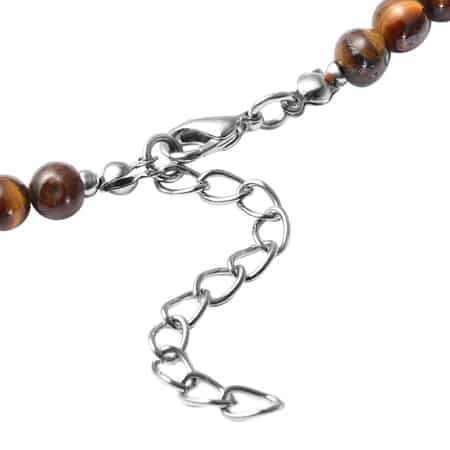 Yellow Tiger's Eye Beaded Layered Necklace 18-20 Inches in Silvertone 202.00 ctw image number 3