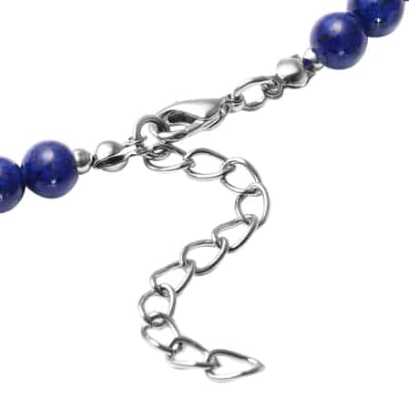 Lapis Lazuli Beaded Layered Necklace 18-20 Inches in Silvertone 219.00 ctw image number 3