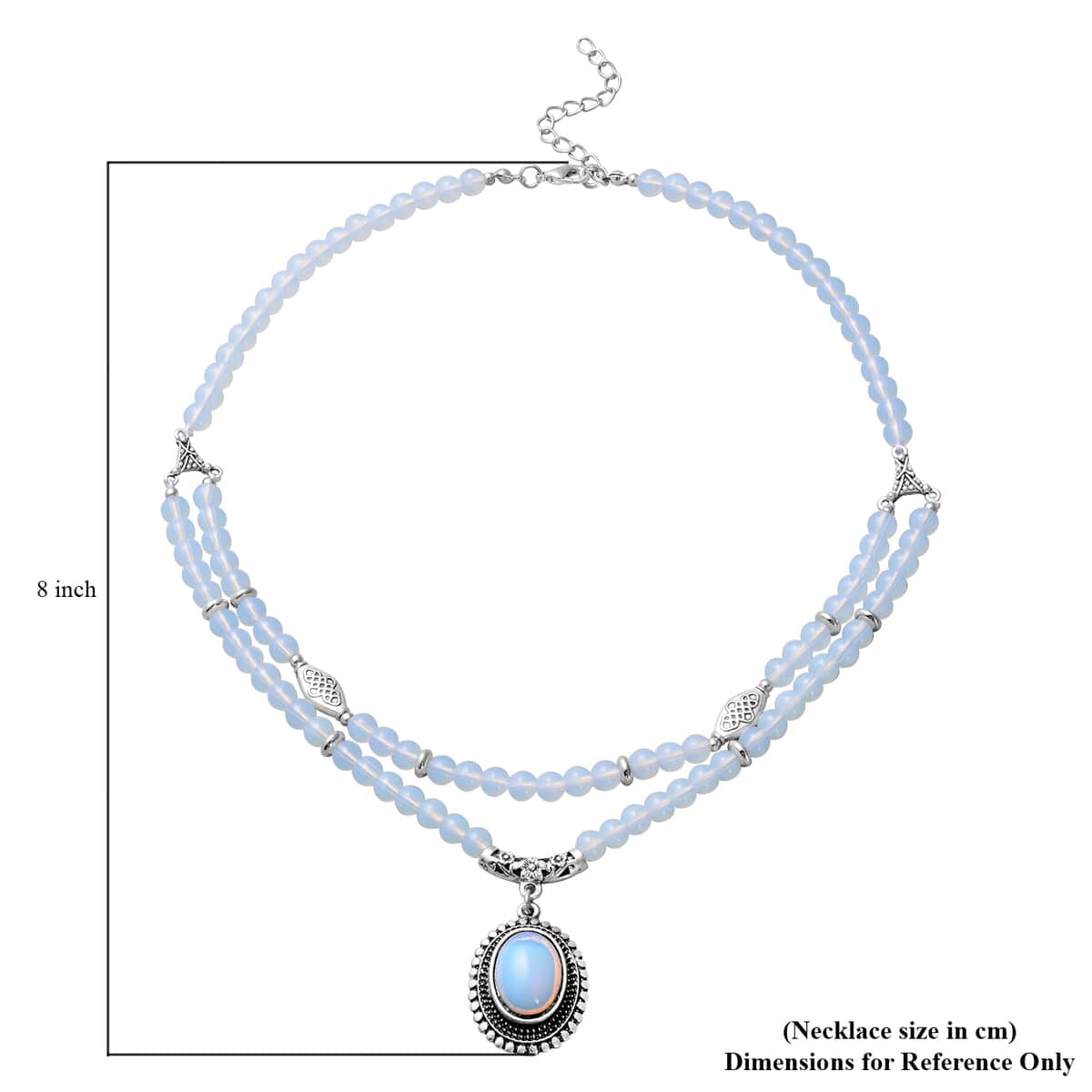 Opalite Beaded Layered Necklace 18-20 Inches in Silvertone 203.00 ctw image number 4