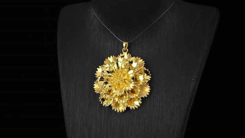 Electroform Floral Pendant in 24K Yellow Gold 9.65 Grams