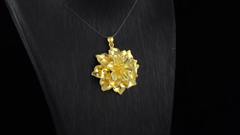 Electroform Floral Pendant in 24K Yellow Gold 6.65 Grams
