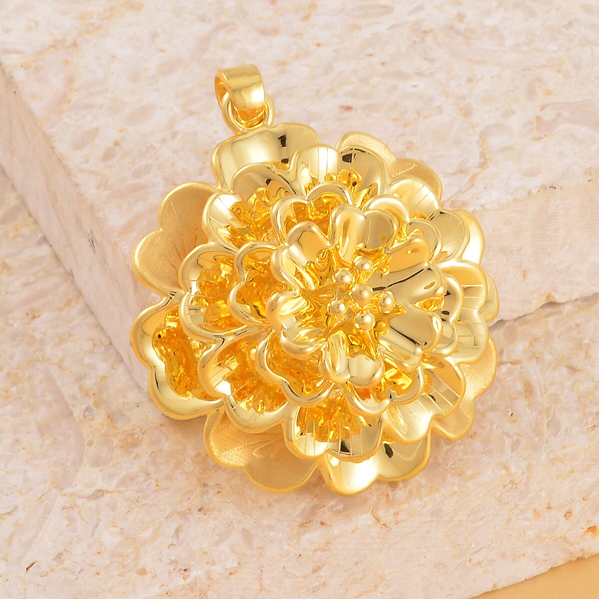 Electroform Floral Pendant in 24K Yellow Gold 6.65 Grams image number 1