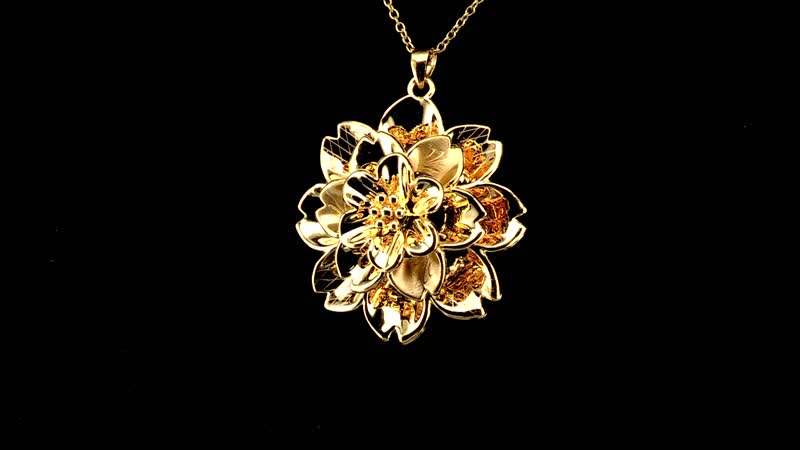 24K Yellow Gold Electroform Floral Pendant 8.55 Grams