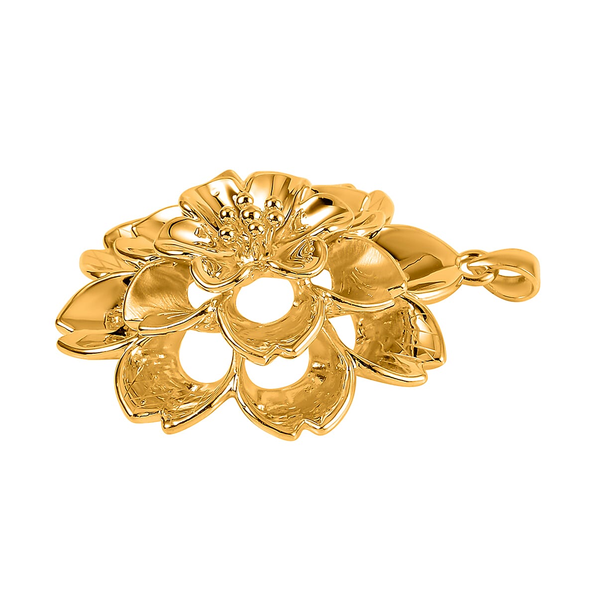24K Yellow Gold Electroform Floral Pendant 8.55 Grams image number 3