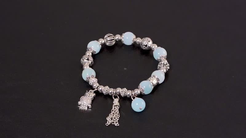 Golden Rutilated Quartz Beaded Stretch Bracelet with Silvertone Charm 47.10 ctw