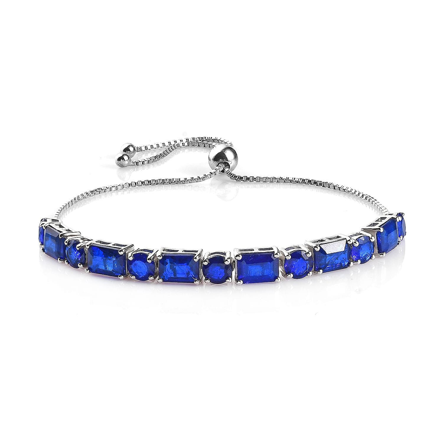 Tanzanian Blue Spinel (DF) Bolo Bracelet in Platinum Over Sterling Silver 9.75 ctw