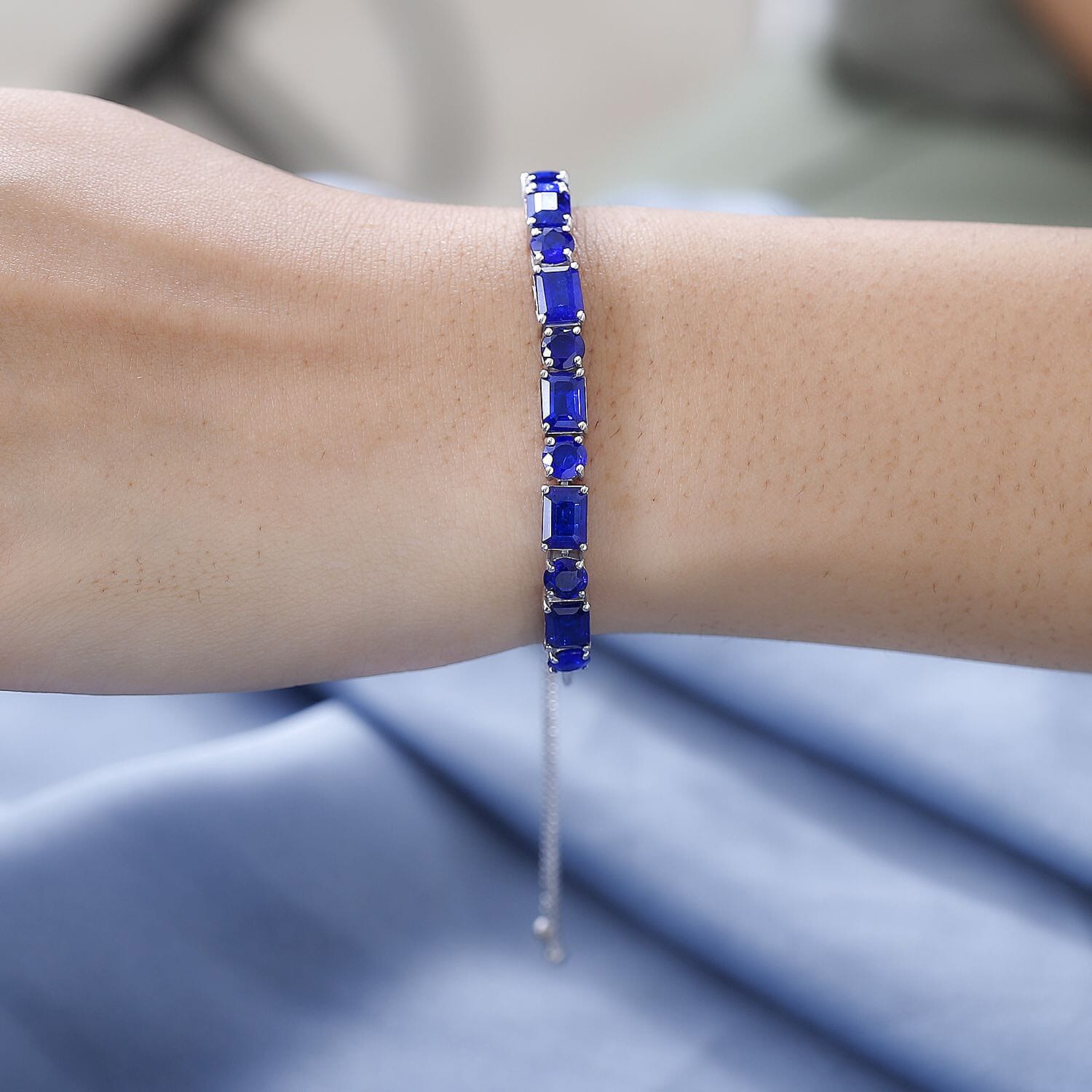 Tanzanian Blue Spinel (DF) Bolo Bracelet in Platinum Over Sterling Silver 9.75 ctw