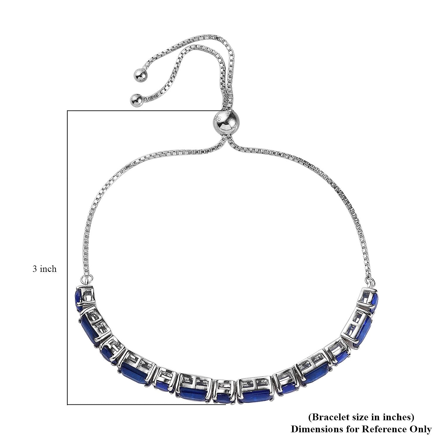 Tanzanian Blue Spinel (DF) Bolo Bracelet in Platinum Over Sterling Silver 9.75 ctw