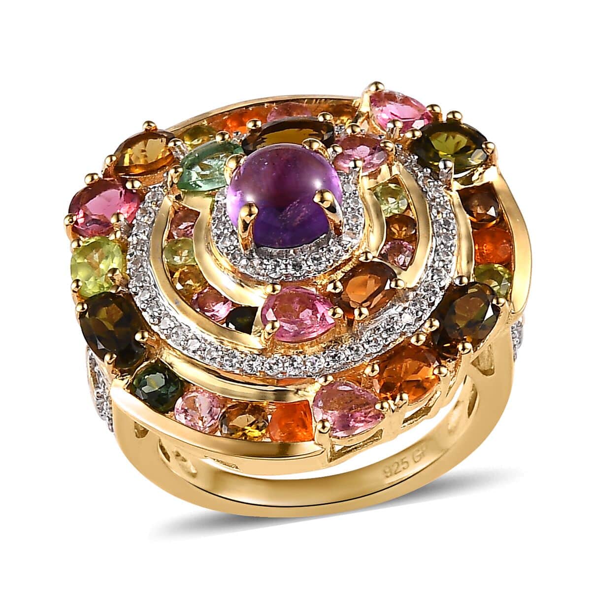 GP Celestial Dream Collection Premium African Amethyst and Multi Gemstone Ring in Vermeil Yellow Gold Over Sterling Silver 5.65 ctw (Del. in 3-5 Days) image number 0