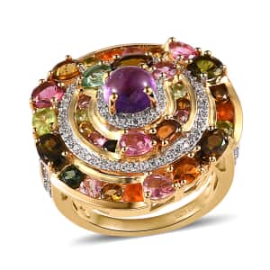 GP Celestial Dream Collection Premium African Amethyst and Multi Gemstone Ring in Vermeil Yellow Gold Over Sterling Silver (Size 10.0) 5.35 ctw