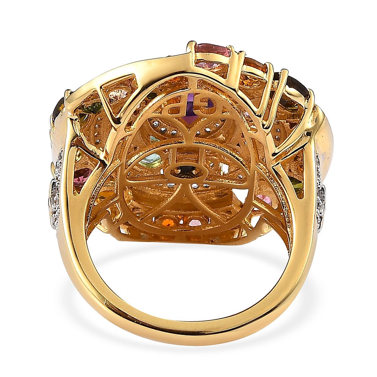 GP Celestial Dream Collection Premium African Amethyst and Multi Gemstone Ring in Vermeil Yellow Gold Over Sterling Silver (Size 10.0) 5.35 ctw