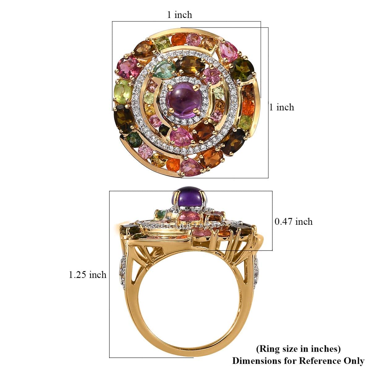 GP Celestial Dream Collection Premium African Amethyst and Multi Gemstone Ring in Vermeil Yellow Gold Over Sterling Silver 5.65 ctw (Del. in 3-5 Days) image number 5