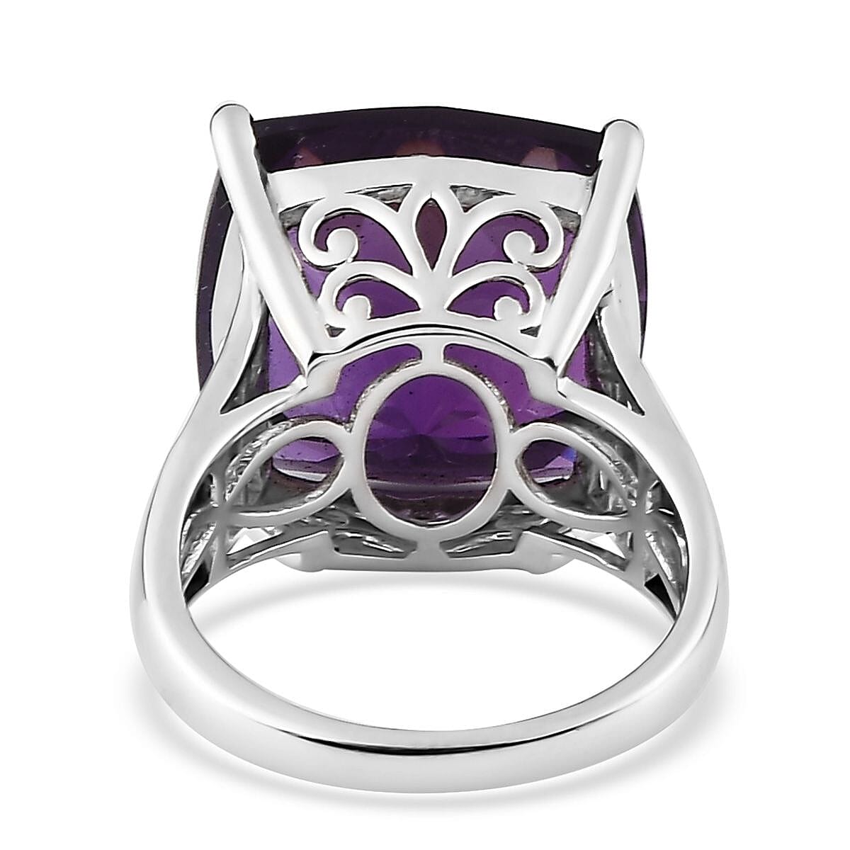 African Amethyst and White Zircon Ring in Platinum Over Sterling Silver (Size 10.0) 18.00 ctw