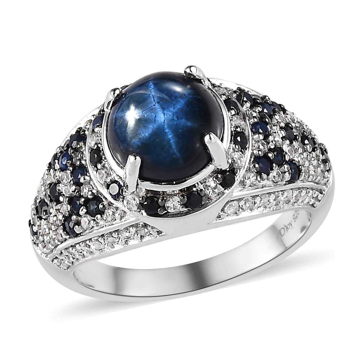 Blue Star Sapphire (DF) and Multi Gemstone Ring in Platinum Over Sterling Silver 4.75 ctw (Del. in 3-5 Days) image number 0