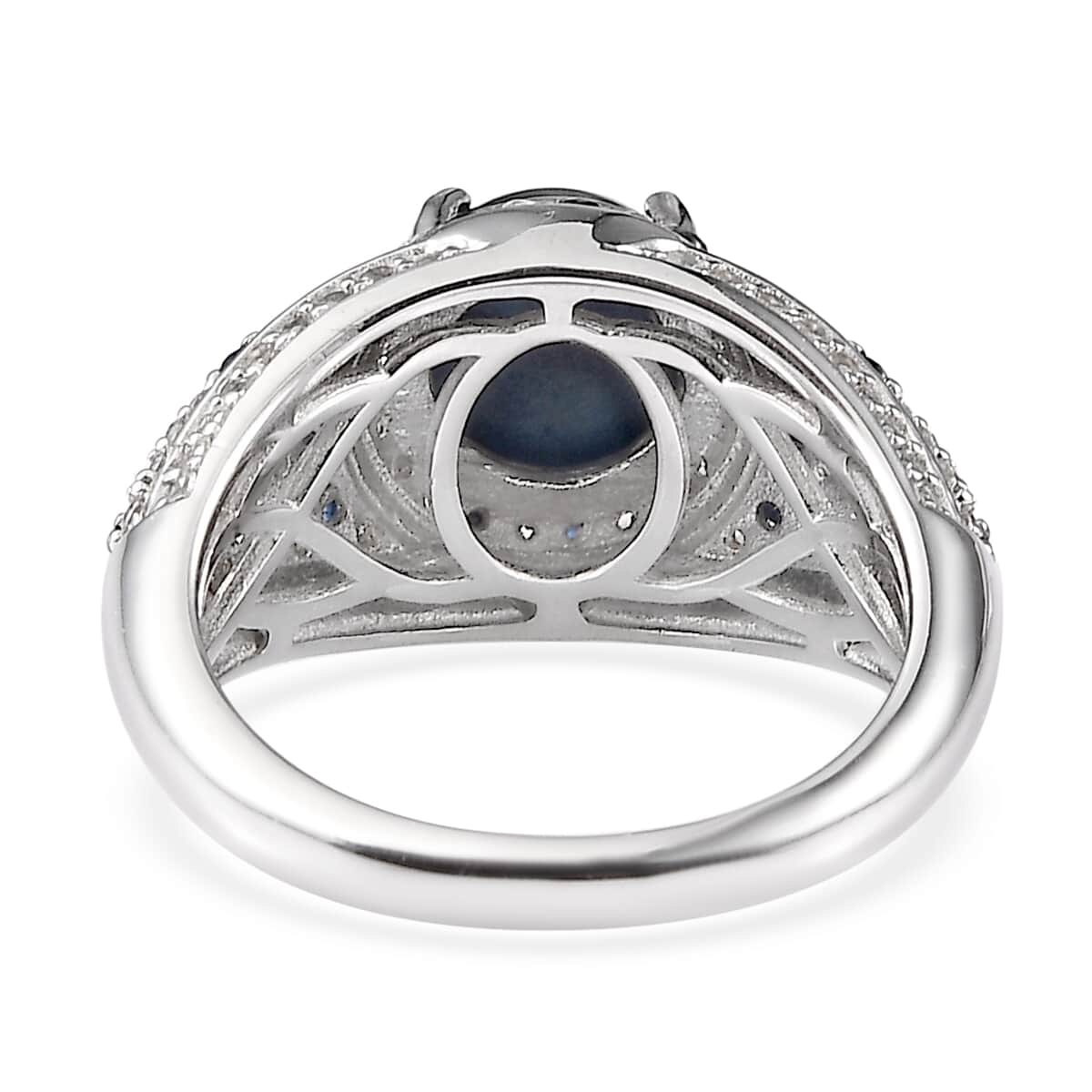 Blue Star Sapphire (DF) and Multi Gemstone Ring in Platinum Over Sterling Silver 4.75 ctw (Del. in 3-5 Days) image number 4