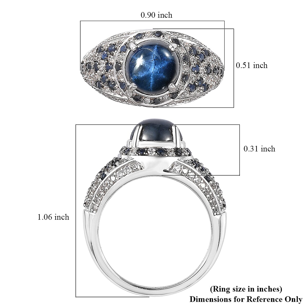 Blue Star Sapphire (DF) and Multi Gemstone Ring in Platinum Over Sterling Silver (Size 8.0) 4.75 ctw image number 5