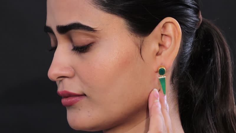 GP Art Deco Collection Green Onyx Earrings in Vermeil Yellow Gold Over Sterling Silver 9.20 ctw (Del. in 5-7 Days)
