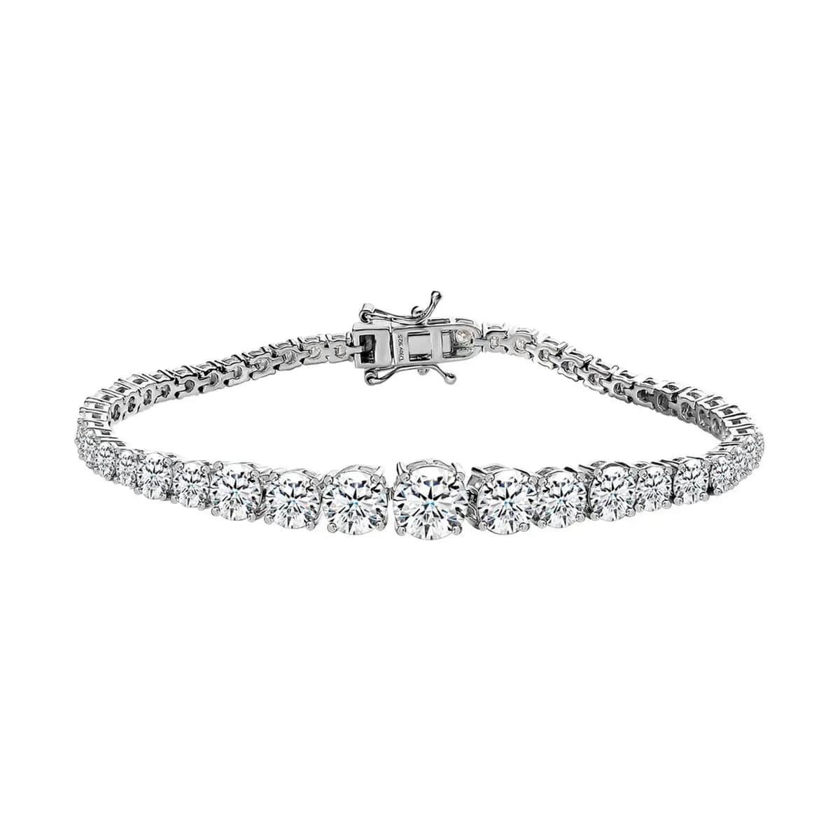 Doorbuster Moissanite Graduate Bracelet in Platinum Over Sterling Silver (7.25 In) 14.50 ctw image number 0