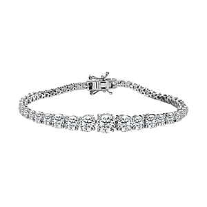 Moissanite Graduate Bracelet in Platinum Over Sterling Silver (7.25 In) 14.50 ctw