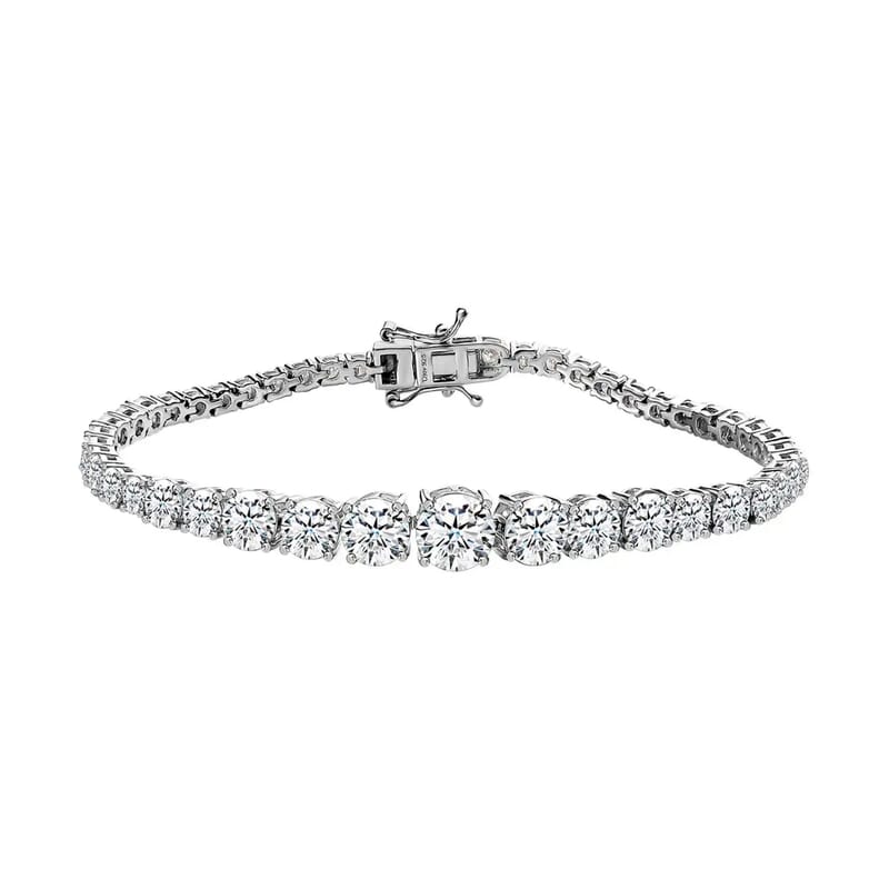 Moissanite Graduate Bracelet in Platinum Over Sterling Silver (7.25 In) 14.50 ctw