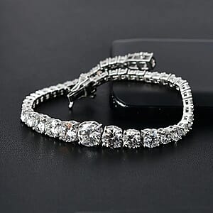 Moissanite Graduate Bracelet in Platinum Over Sterling Silver (7.25 In) 14.50 ctw