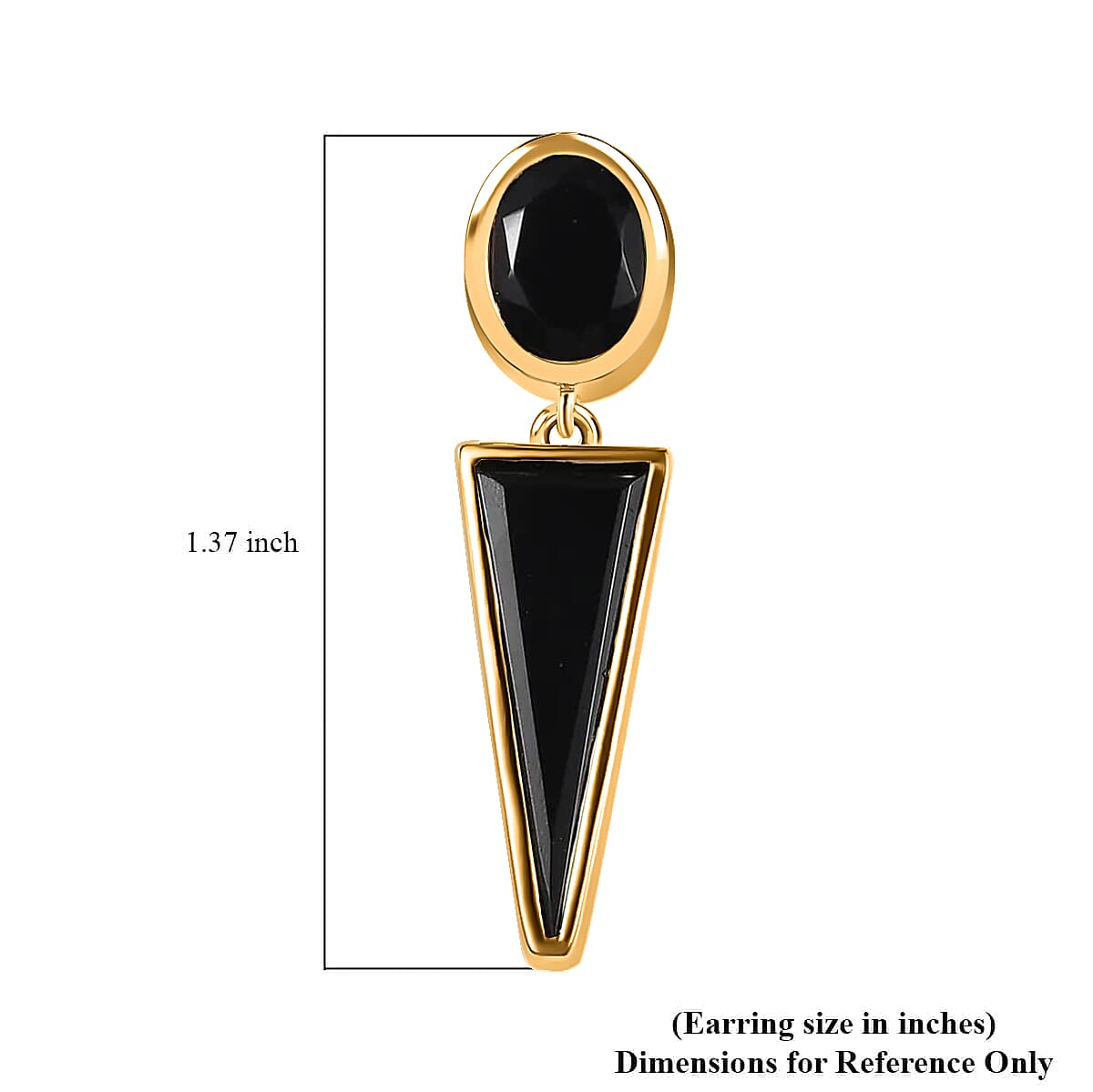 GP Art Deco Collection Black Onyx Earrings, Vermeil Yellow Gold Over Sterling Silver Earrings, Fancy Dangle Earrings, Post Stud Earrings 9.50 ctw image number 6