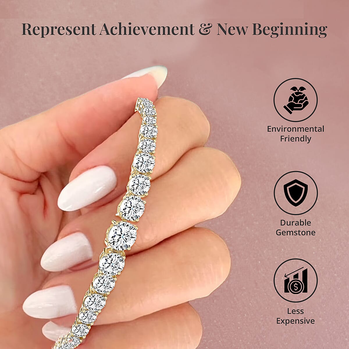 Moissanite Graduate Bracelet in Vermeil Yellow Gold Over Sterling Silver (7.25 In) 14.50 ctw image number 3