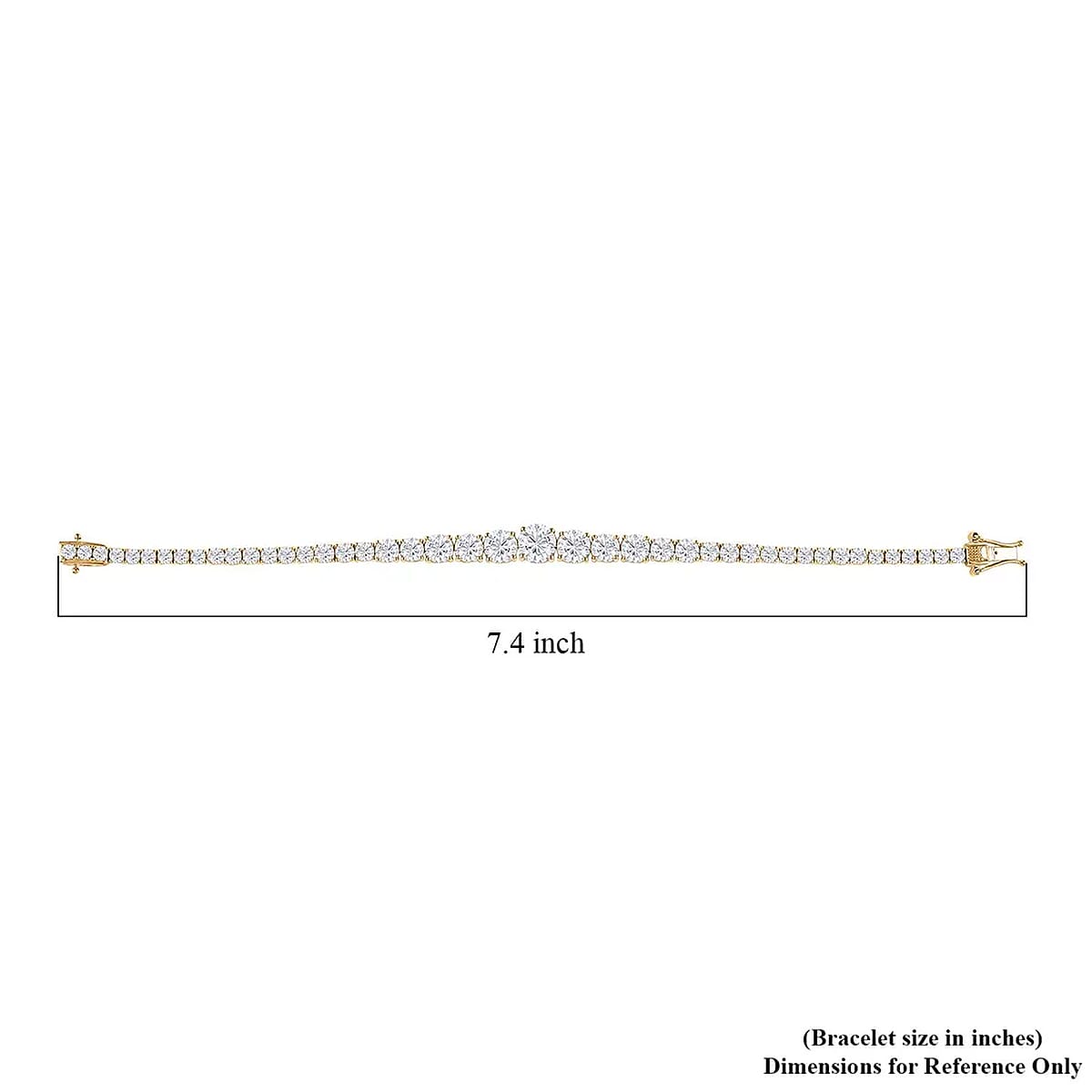 Moissanite Graduate Bracelet in Vermeil Yellow Gold Over Sterling Silver (7.25 In) 14.50 ctw image number 7