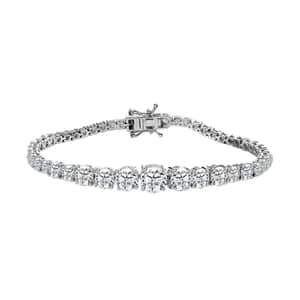 Moissanite Graduation Bracelet in Platinum Over Sterling Silver (6.50 In) 13.90 ctw