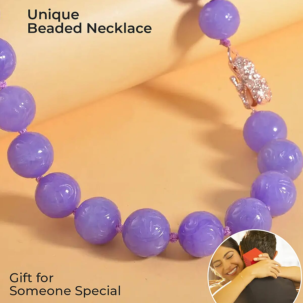 Purple Jade Beaded Necklace, Dragon Frog Motif Necklace, 18 Inch Vermeil Yellow Gold Over Sterling Silver Necklace, Jade Jewelry 703.15 ctw image number 1