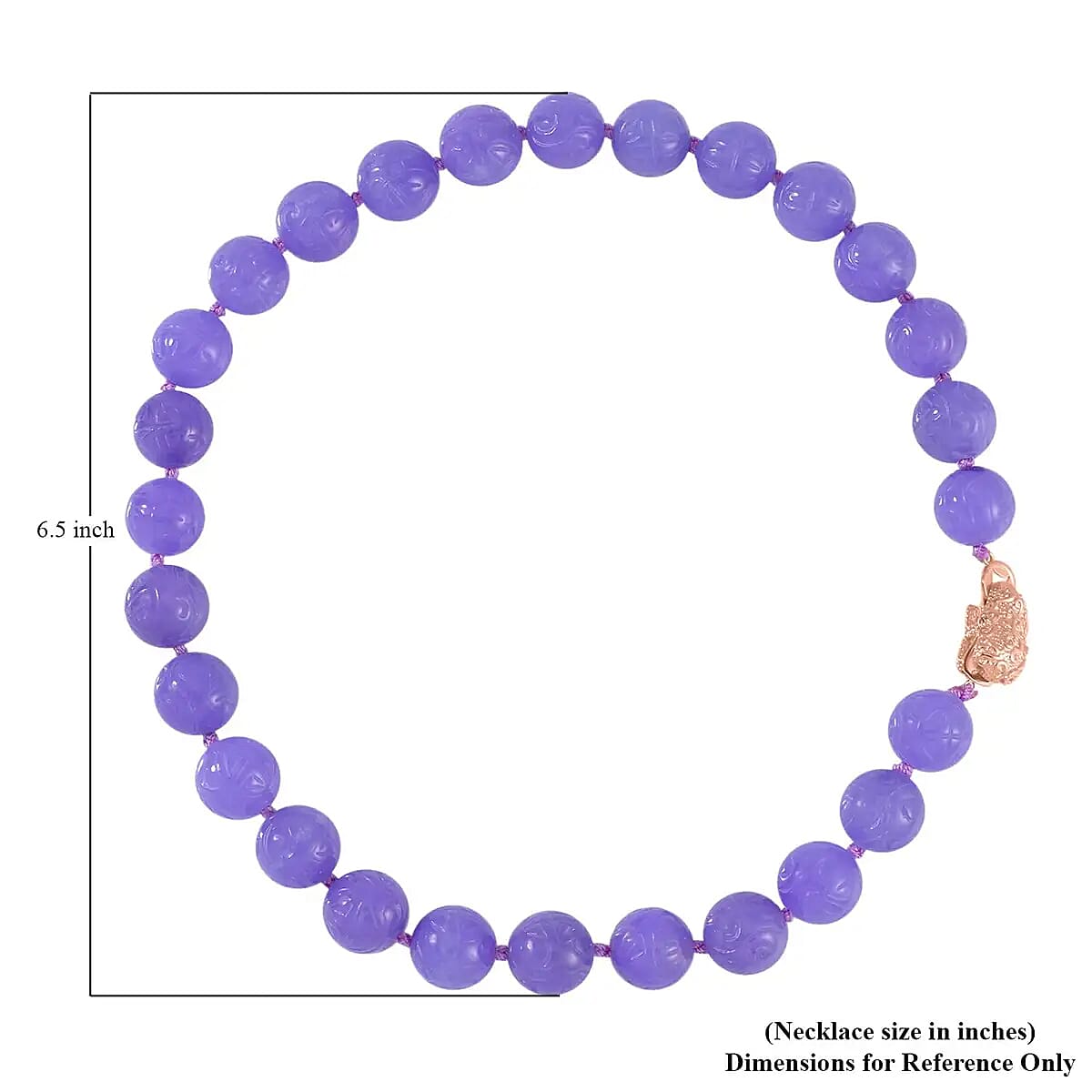 Purple Jade Beaded Necklace, Dragon Frog Motif Necklace, 18 Inch Vermeil Yellow Gold Over Sterling Silver Necklace, Jade Jewelry 703.15 ctw image number 5