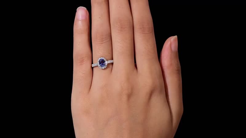 Doorbuster Premium Ceylon Blue Sapphire and Moissanite Halo Ring in Vermeil Yellow Gold Over Sterling Silver (Size 10.0) 1.20 ctw