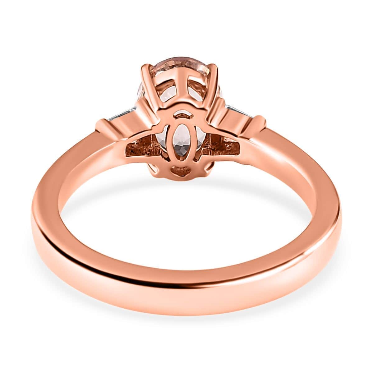 Luxoro 10K Rose Gold Premium Pink Morganite and Moissanite Ring 1.25 ctw image number 4