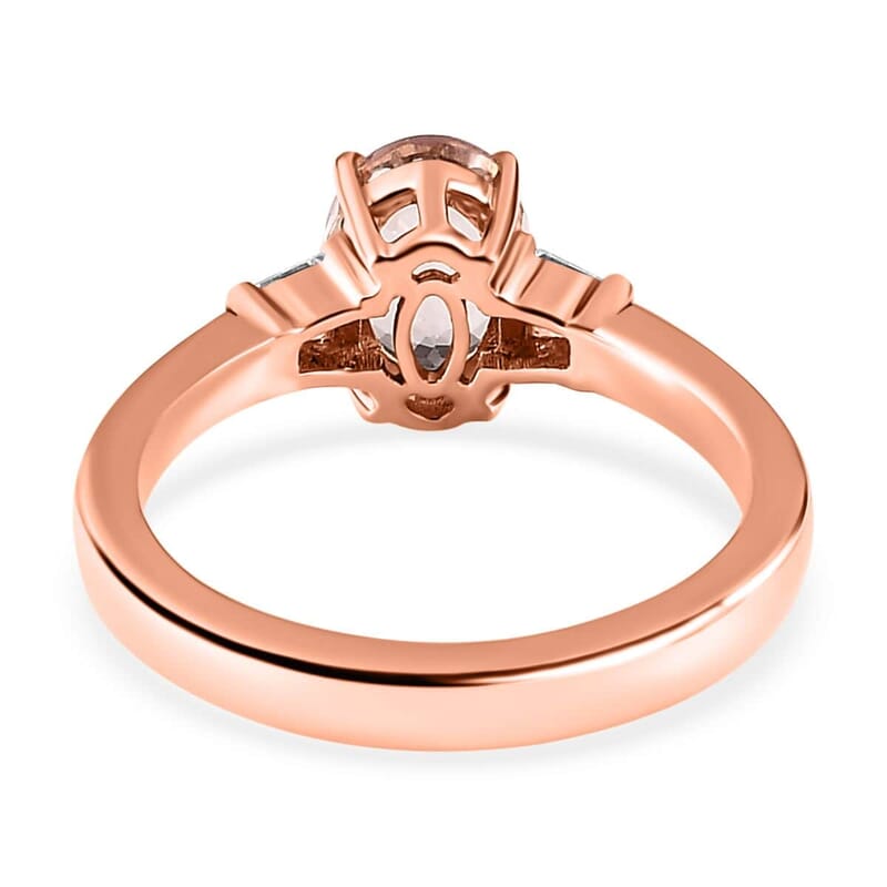 Luxoro 10K Rose Gold Premium Pink Morganite and Moissanite Ring (Size 10.0) 1.25 ctw