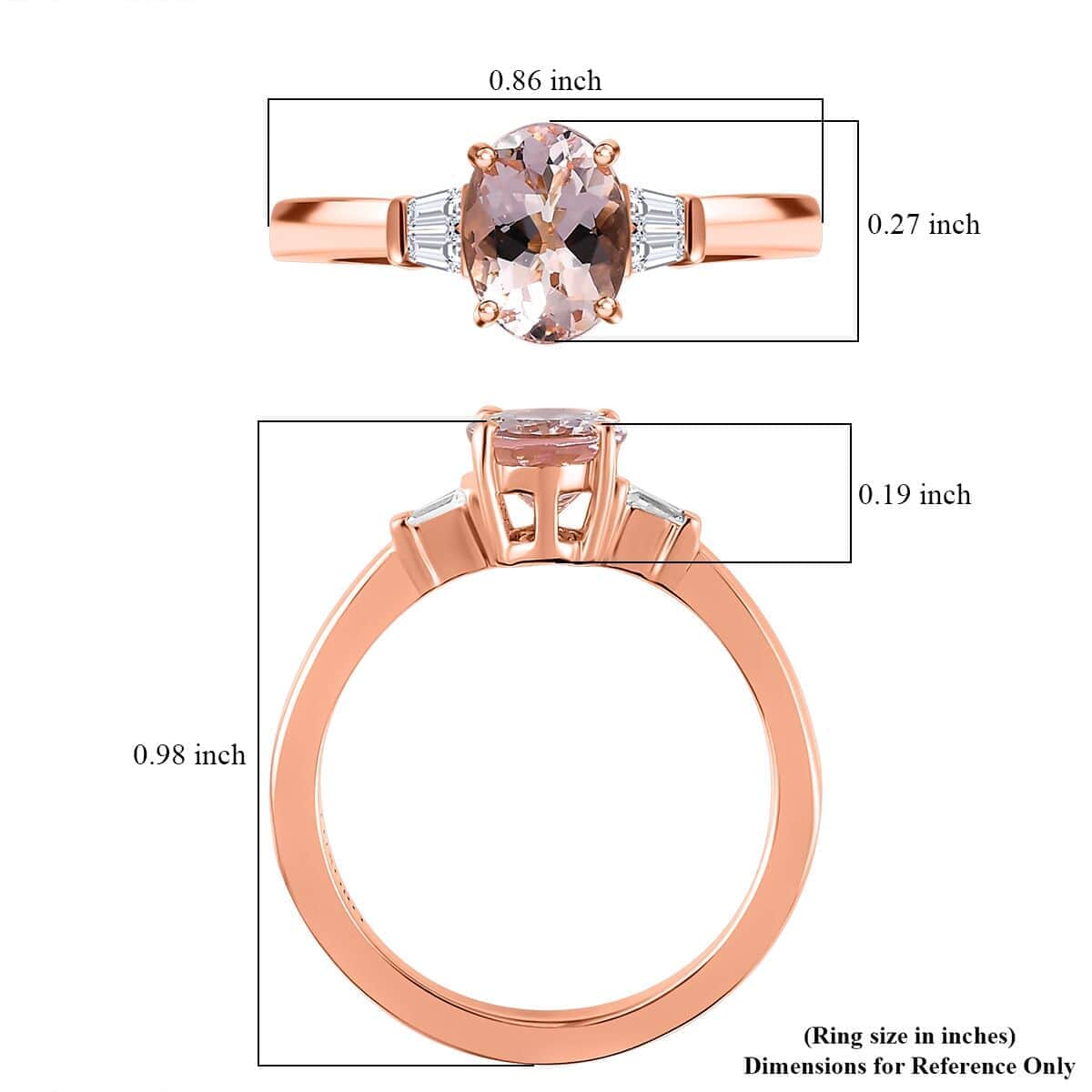 Luxoro 10K Rose Gold Premium Pink Morganite and Moissanite Ring 1.25 ctw image number 5