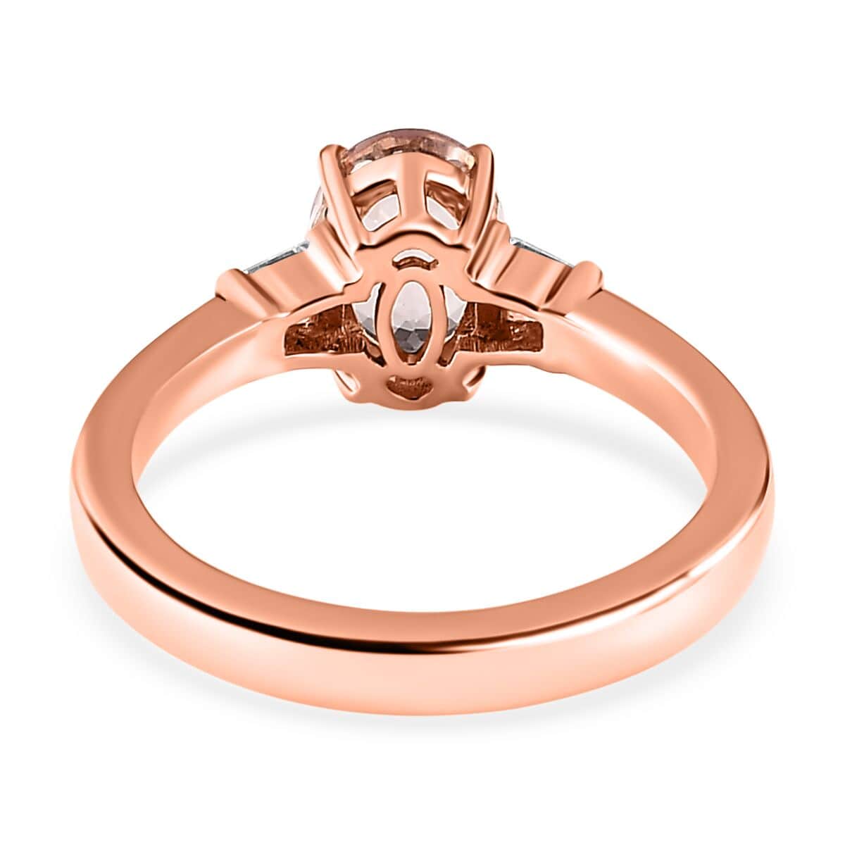 Luxoro 10K Rose Gold Premium Pink Morganite and Moissanite Ring (Size 6.0) 1.25 ctw image number 4