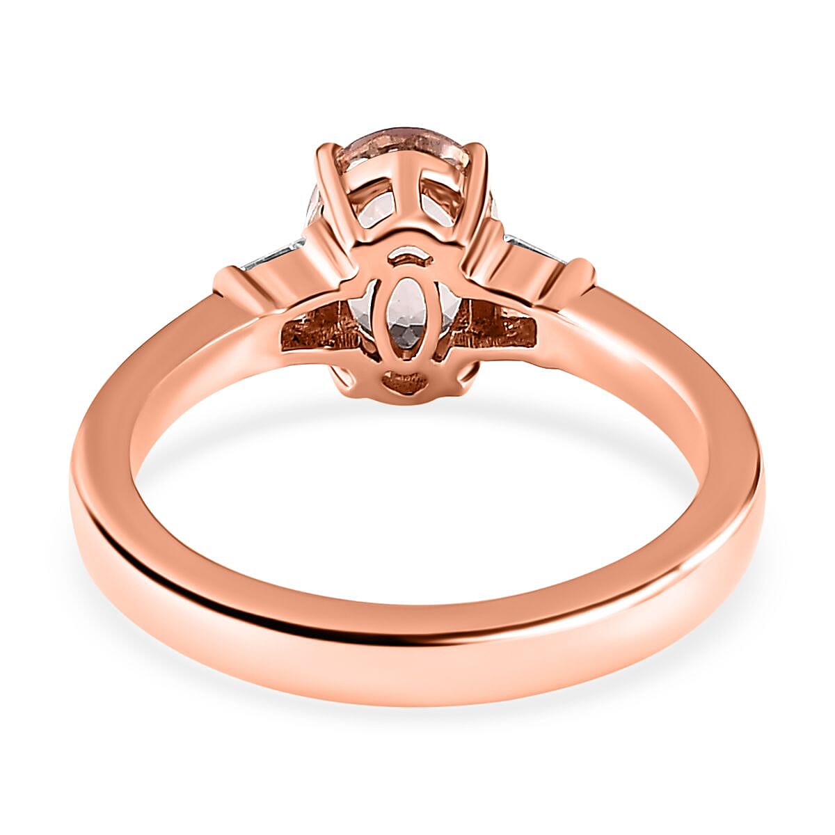 Luxoro 10K Rose Gold Premium Pink Morganite and Moissanite Ring (Size 9.0) 1.25 ctw image number 4