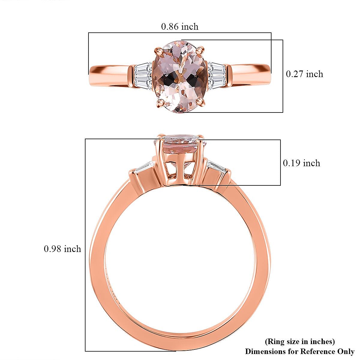 Luxoro 10K Rose Gold Premium Pink Morganite and Moissanite Ring (Size 9.0) 1.25 ctw image number 5