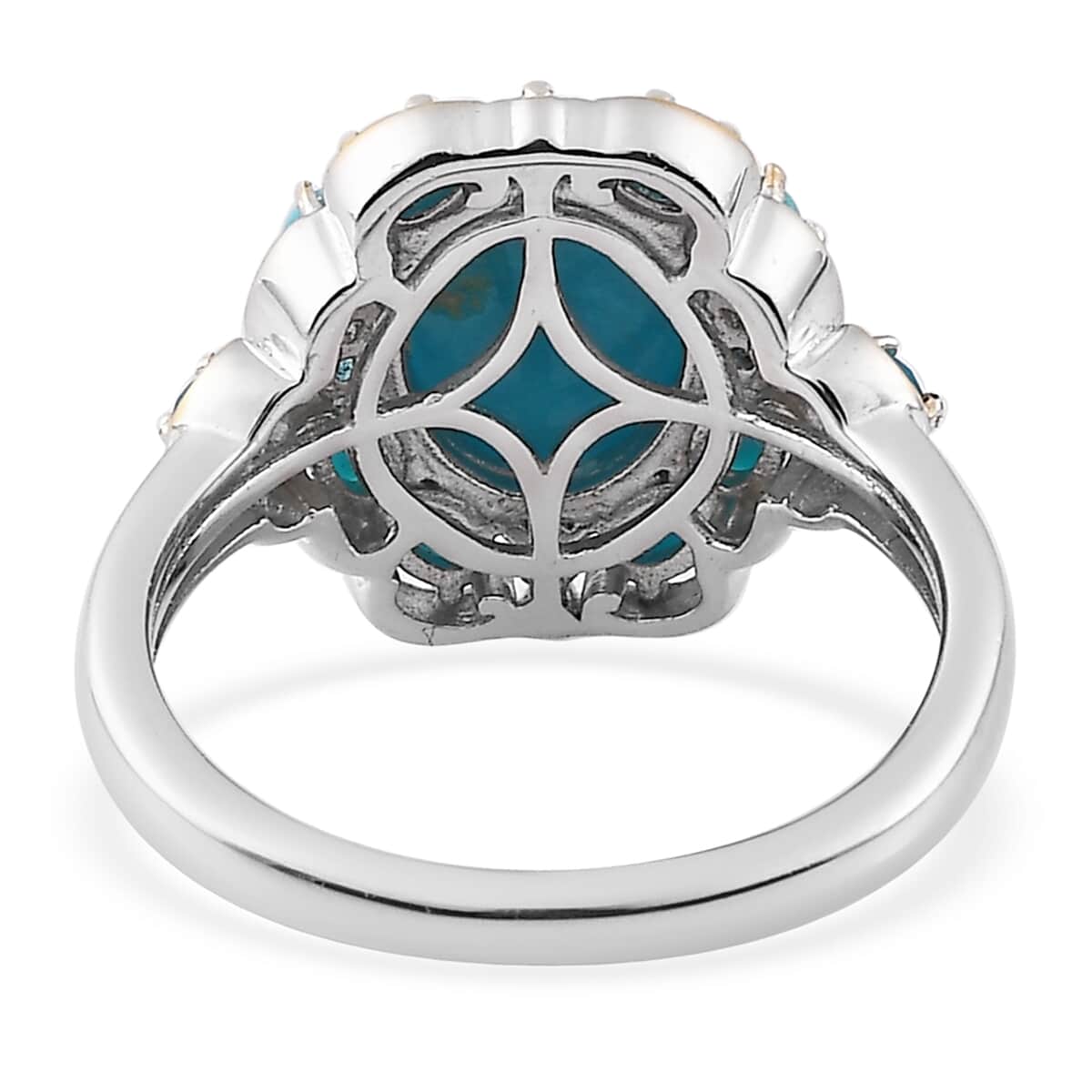 Premium Sleeping Beauty Turquoise and Malgache Neon Apatite Ring in Vermeil YG and Platinum Over Sterling Silver 3.00 ctw (Del. in 3-5 Days) image number 4