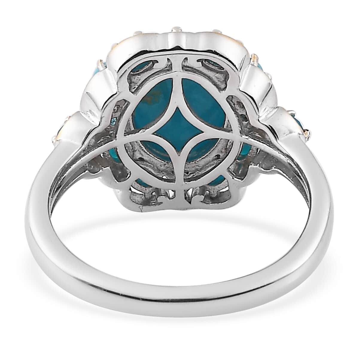 Premium Sleeping Beauty Turquoise and Malgache Neon Apatite Ring in Vermeil YG and Platinum Over Sterling Silver (Size 9.0) 3.00 ctw image number 4