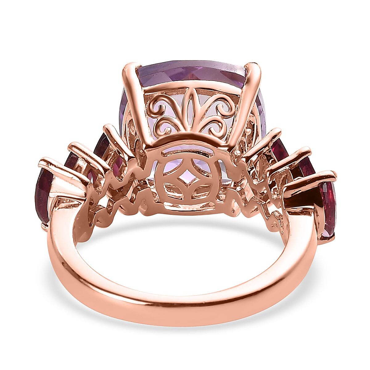 Rose De France Amethyst and Orissa Rhodolite Garnet Ring in Vermeil Rose Gold Over Sterling Silver (Size 10.0) 8.00 ctw