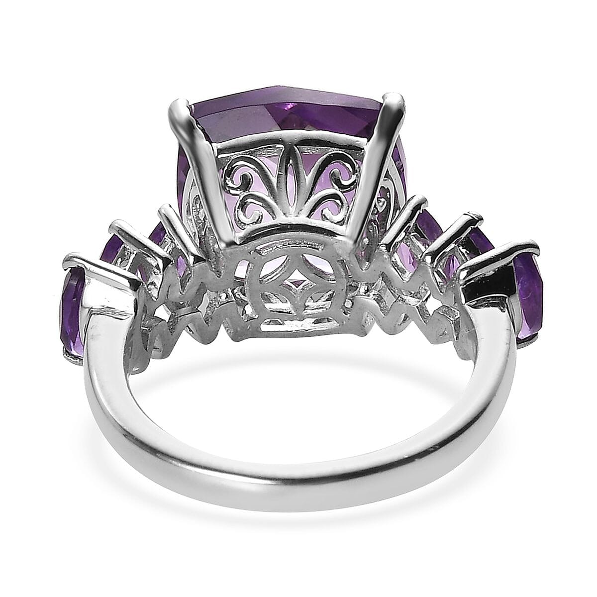 Amethyst Ring in Platinum Over Sterling Silver (Size 8.0) 8.50 ctw image number 4