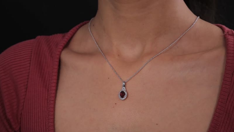 Luxoro 14K White Gold AAA Ouro Fino Rubellite and I2 Diamond Halo Pendant 1.40 ctw